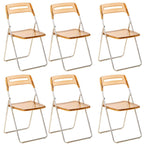 Modern collapsible open back side chair made of plastic and acrylic, ideal for kitchen and dining areas