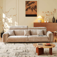 Contemporary Chenille Lounge Sofa with Removable Couch Cover