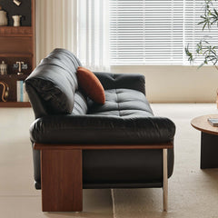 Three-Seater Sofa with Straight-Line Design & Top-grain Leather Upholstery