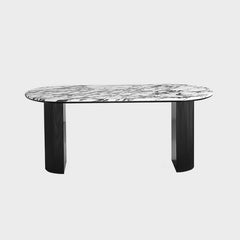 Chic Oval Multicolor Genuine Marble Dining Table Set for 4 Chairs Dining Room Sets