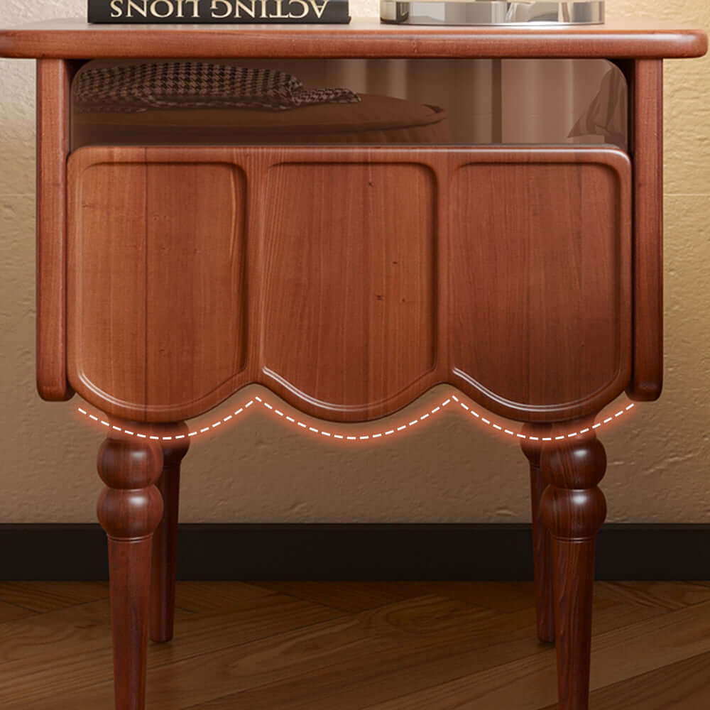 Solid wood bedside table with storage cabinet for bedroom organization