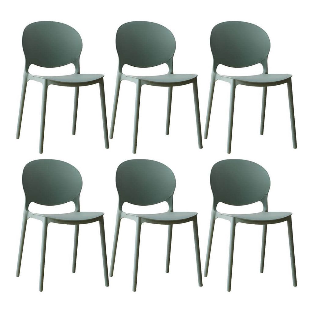 Scandinavian plastic dining chair with open back and four legs, ideal for home use