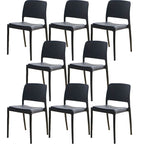 Scandinavian plastic and acrylic dining chair with low backrest and armless design