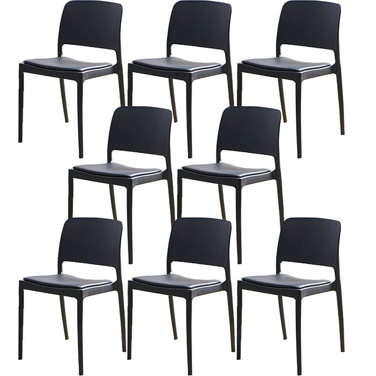 Scandinavian plastic and acrylic dining chair with low backrest and armless design