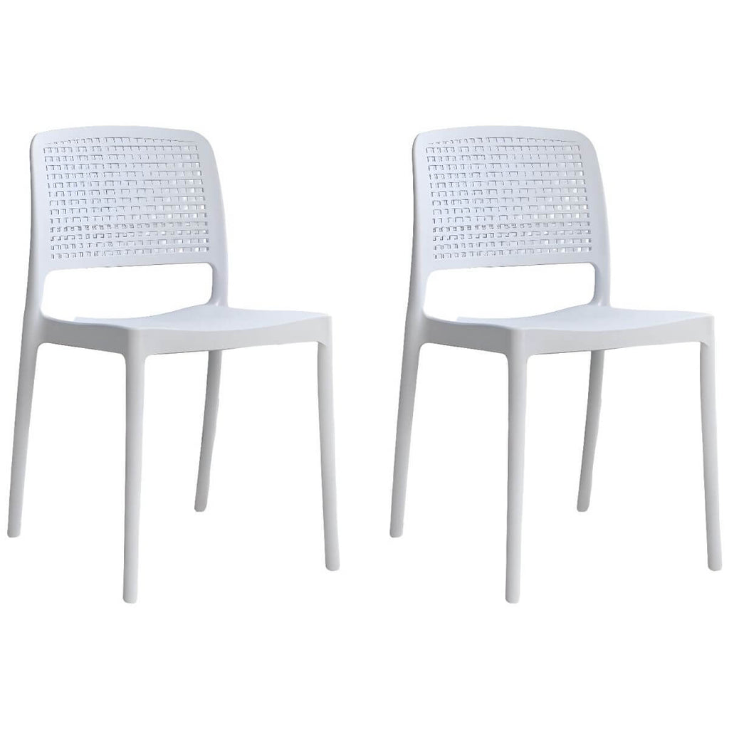 Stackable modern plastic and acrylic side chair for kitchen and dining use
