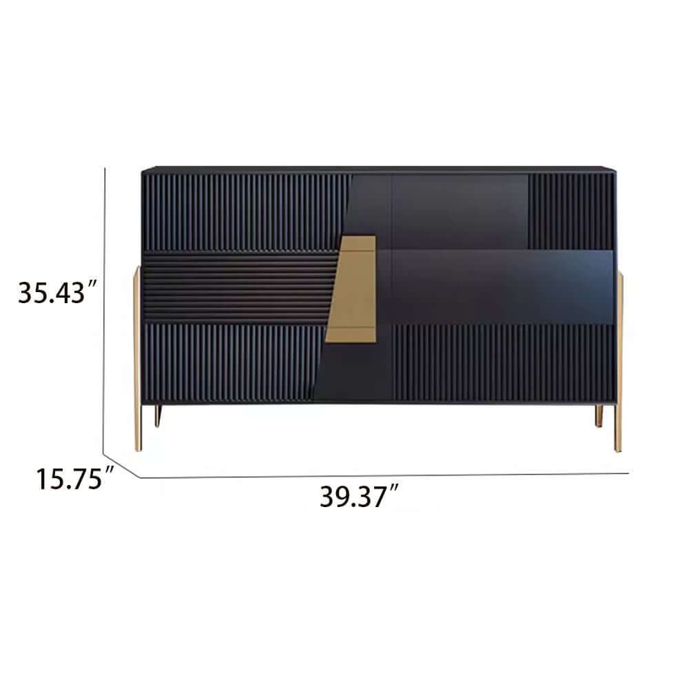 Wooden storage cabinet sideboard with multiple shelves for organized buffet storage