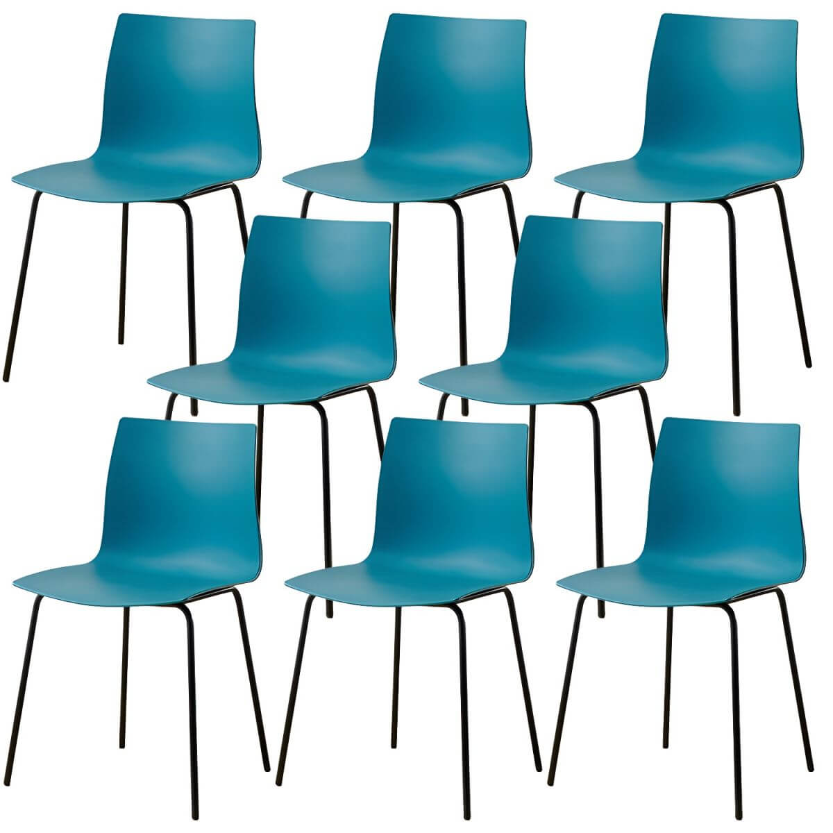 Modern plastic and acrylic side chair with metal legs, ideal for kitchen and dining rooms