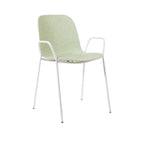 Scandinavian stackable kitchen chair with plastic and acrylic seat and metal legs