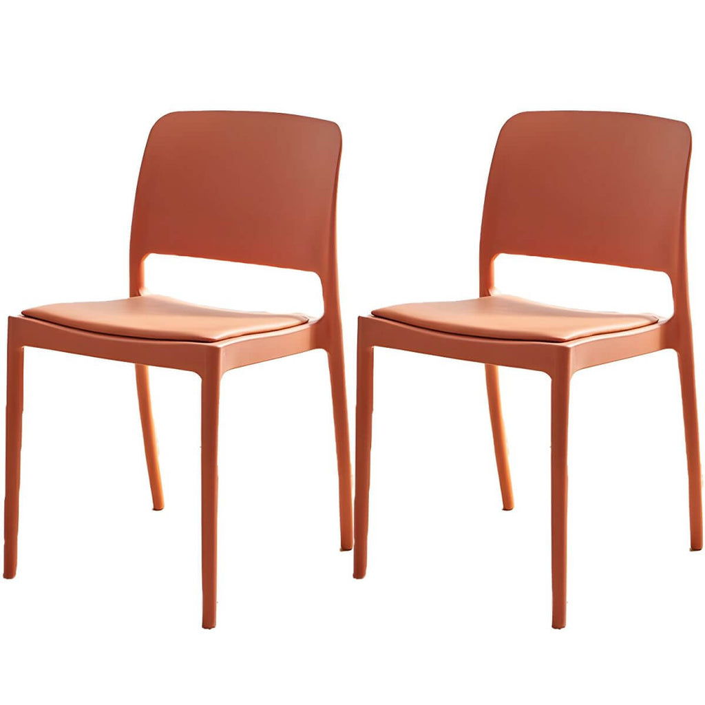 Scandinavian plastic and acrylic dining chair with low backrest and armless design