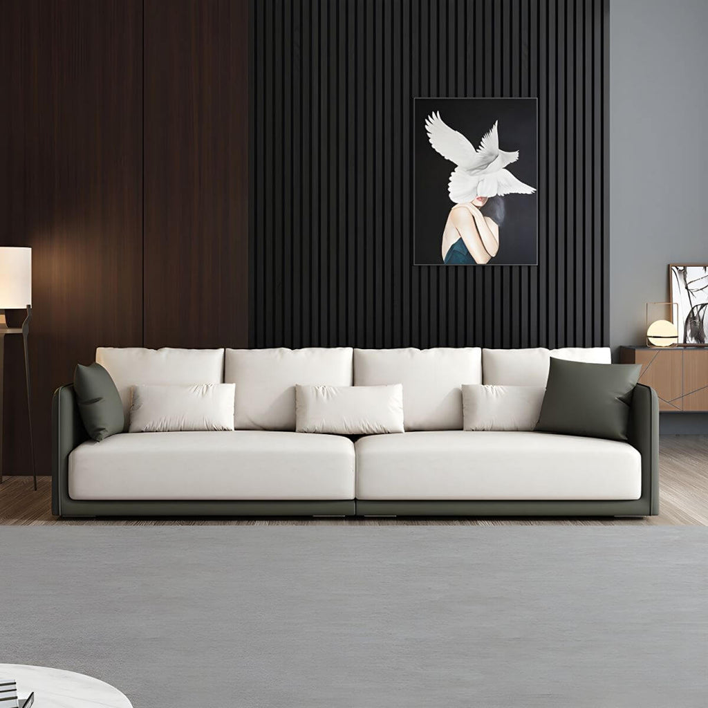 Modern 35-inch polyester sofa with square arms and bolster pillows for living room seating main product image