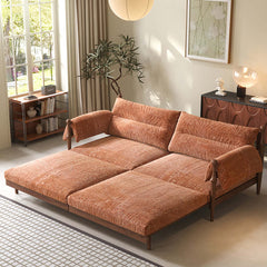 Cocochairs Solid Wood Frame Convertible Modular Sofa Bed – Mid-Century Japandi