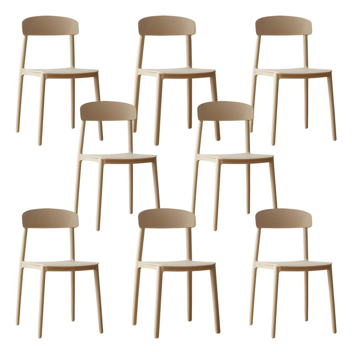 Scandinavian style low back kitchen and dining chair made of plastic and acrylic