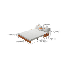 Modern Orange Polyester Blend Sleeper Sofa with Steel Frame and Casters Futons