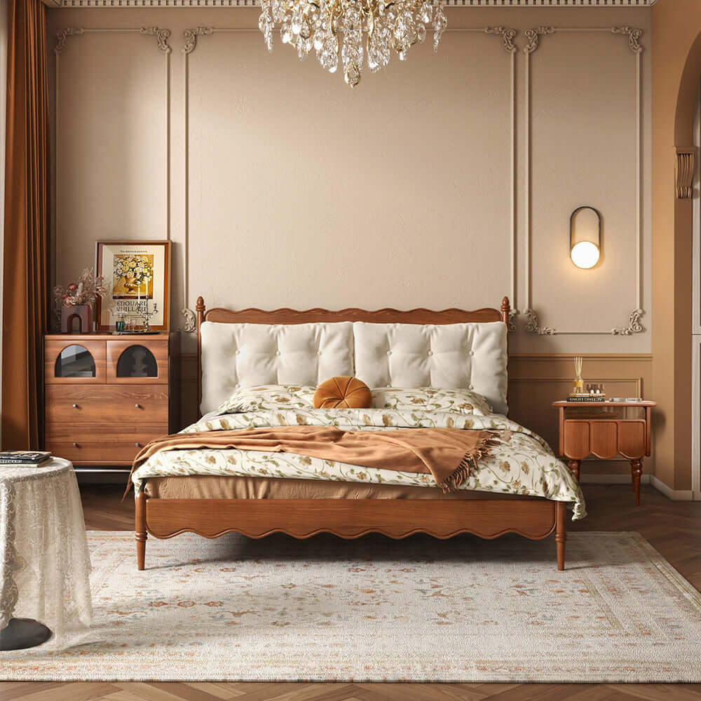 Solid wood bedside table with storage cabinet for bedroom organization