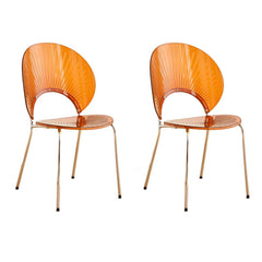 Scandinavian Style Stackable Plastic & Acrylic Side Chair with Silver Legs Dining Chairs