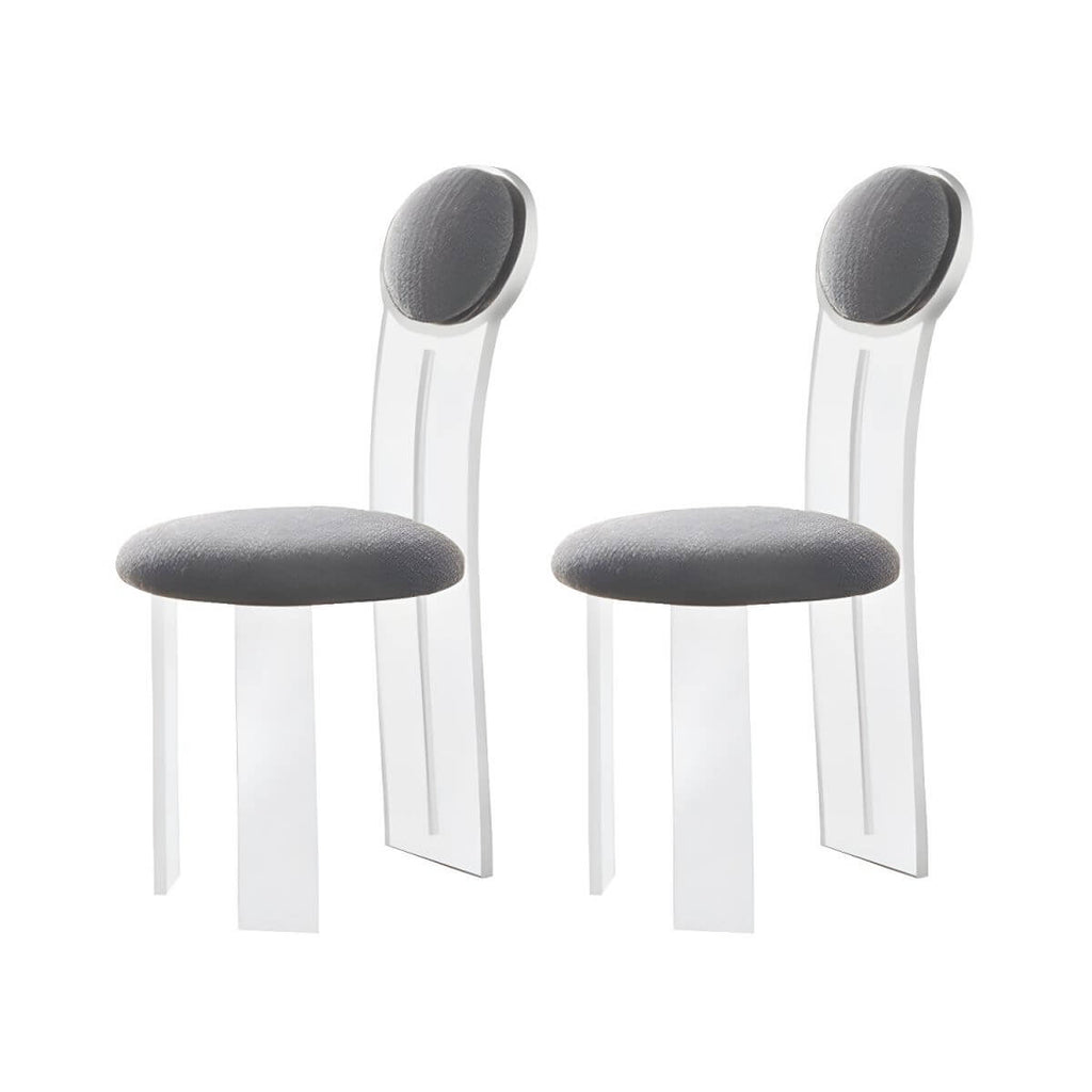 Contemporary upholstered dining chair with clear acrylic frame for kitchen seating