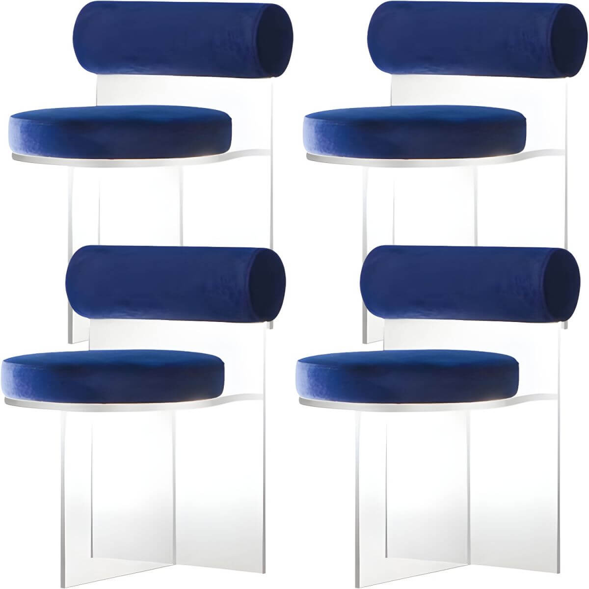 Acrylic contemporary dining chair with solid back, perfect for modern dining rooms