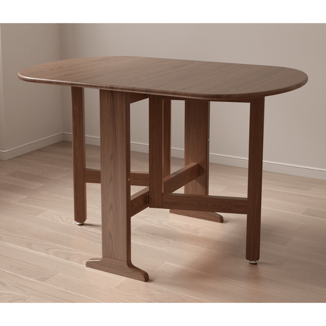 Wooden round folding table ideal for versatile home use and easy storage