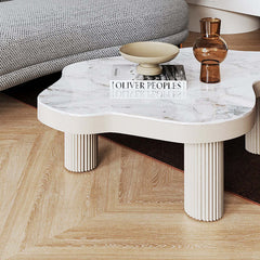 White Sintered Stone Coffee Table Indoor Tea Table with 3 Legs