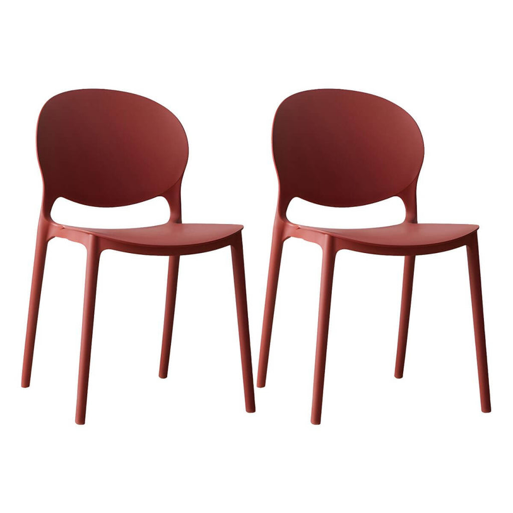 Scandinavian plastic dining chair with open back and four legs, ideal for home use