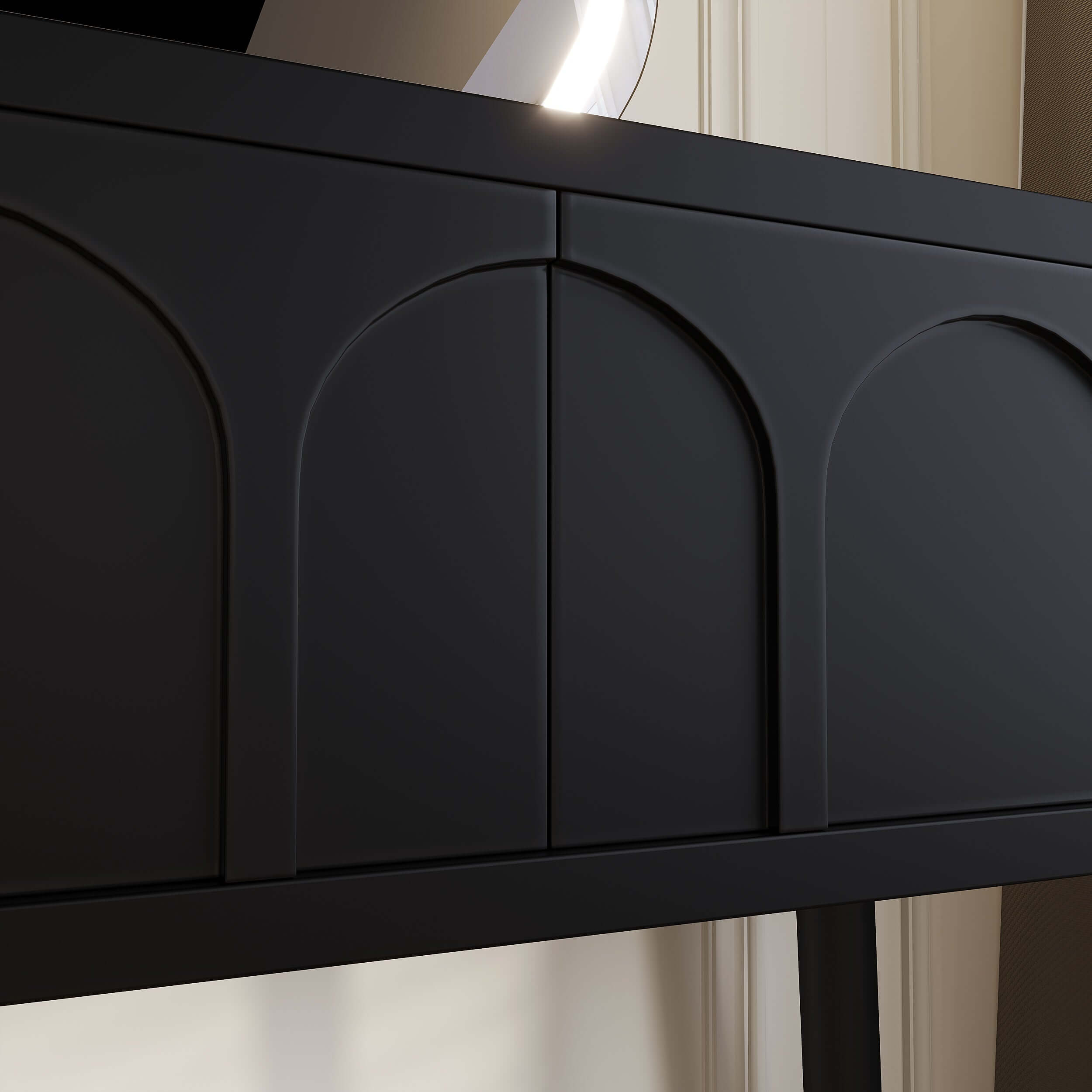 White and black 31.5-inch two drawer dresser with mirror and matching chair