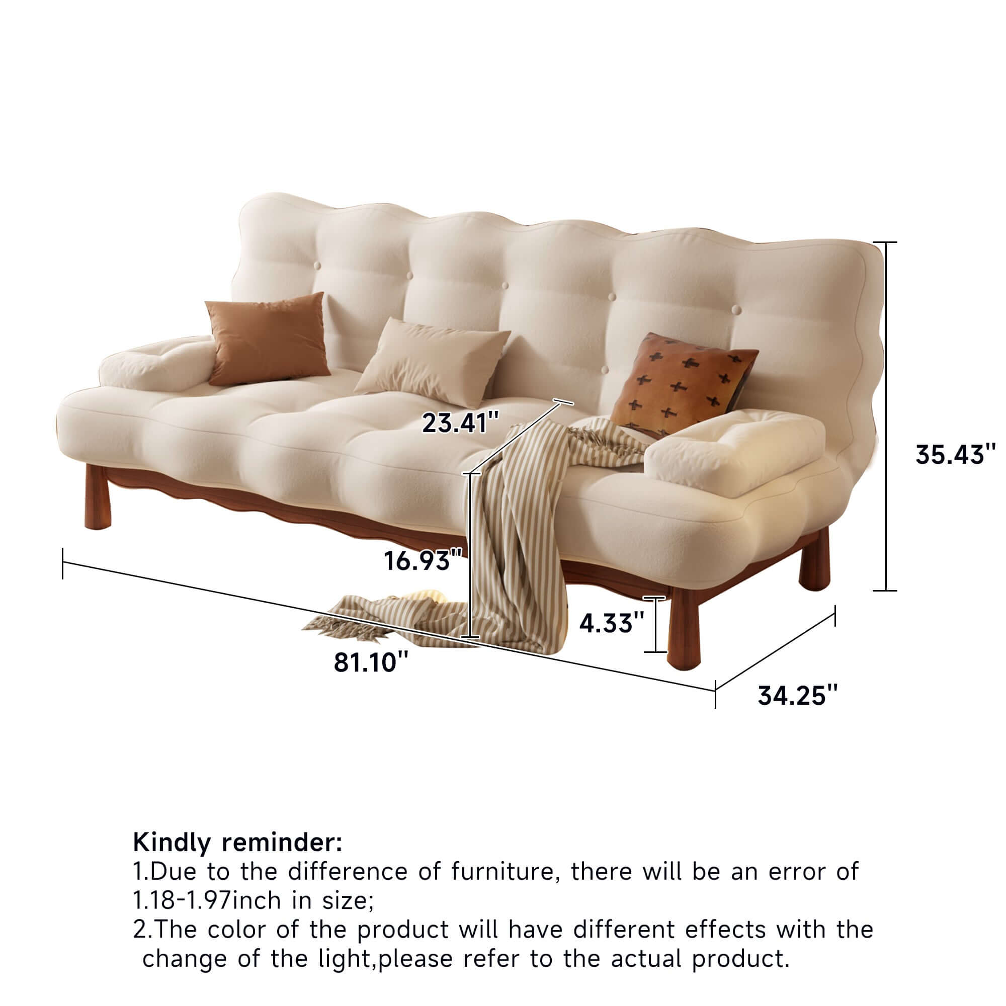 Beige modern convertible sleeper sofa bed with romantic design, perfect for small spaces