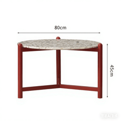 Vibrant Red & Elegant Terrazzo Round Side Table - Modern Minimalist Design