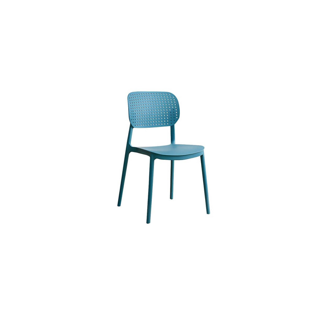 Stackable Scandinavian style plastic and acrylic side chair with low back for dining
