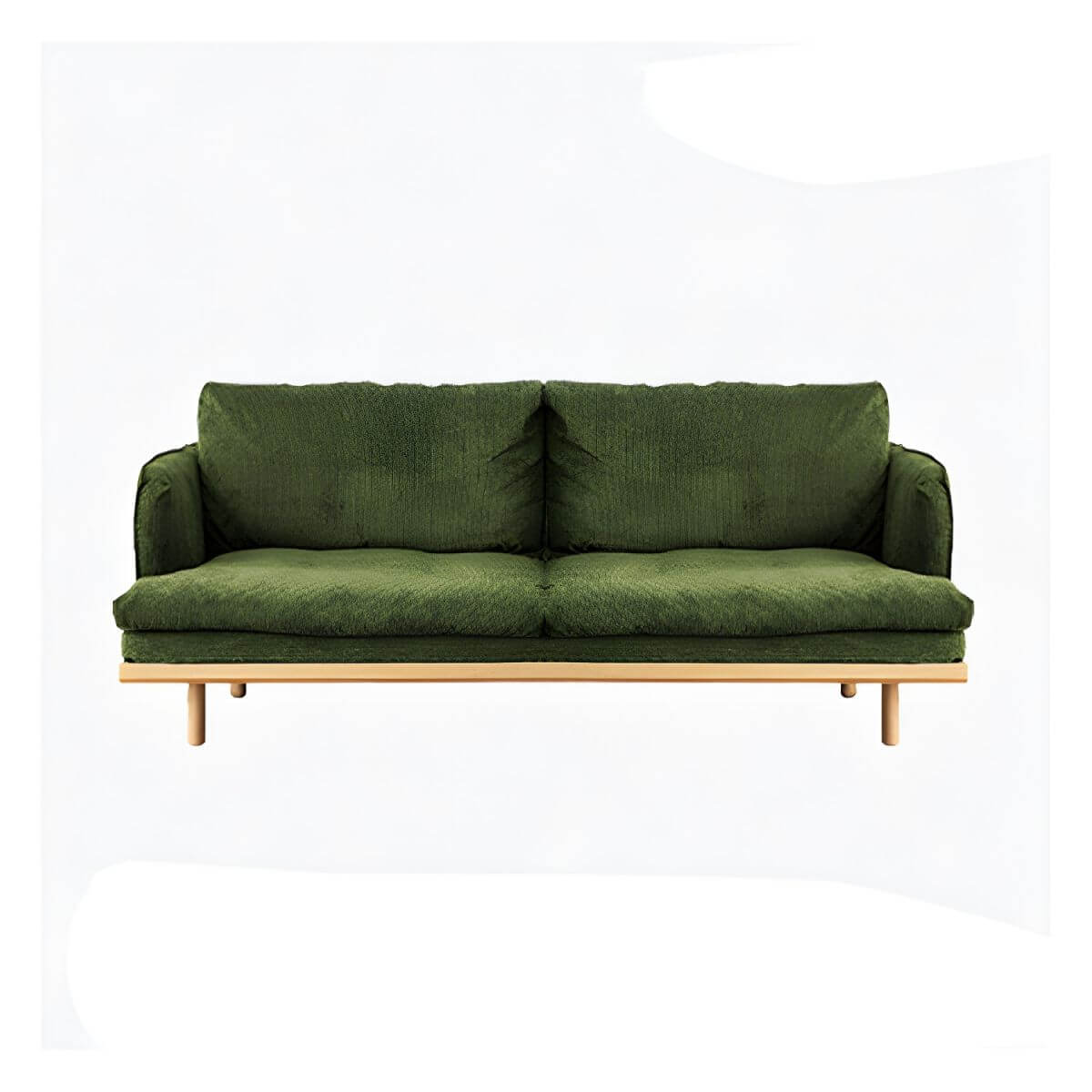 Modern polyester sofa settee with recessed arms and tight back, ideal for living room seating