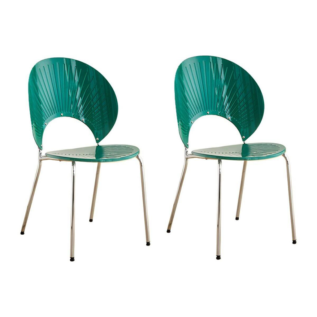 Scandinavian style stackable armless side chair made of plastic and acrylic for dining