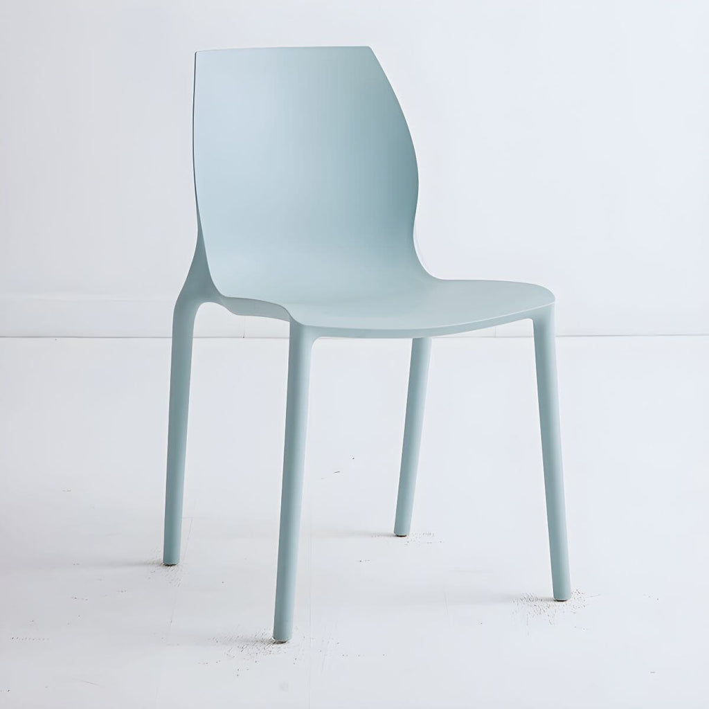 Stackable modern Scandinavian plastic and acrylic chair for kitchen and dining use