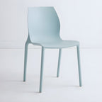 Stackable modern Scandinavian plastic and acrylic chair for kitchen and dining use