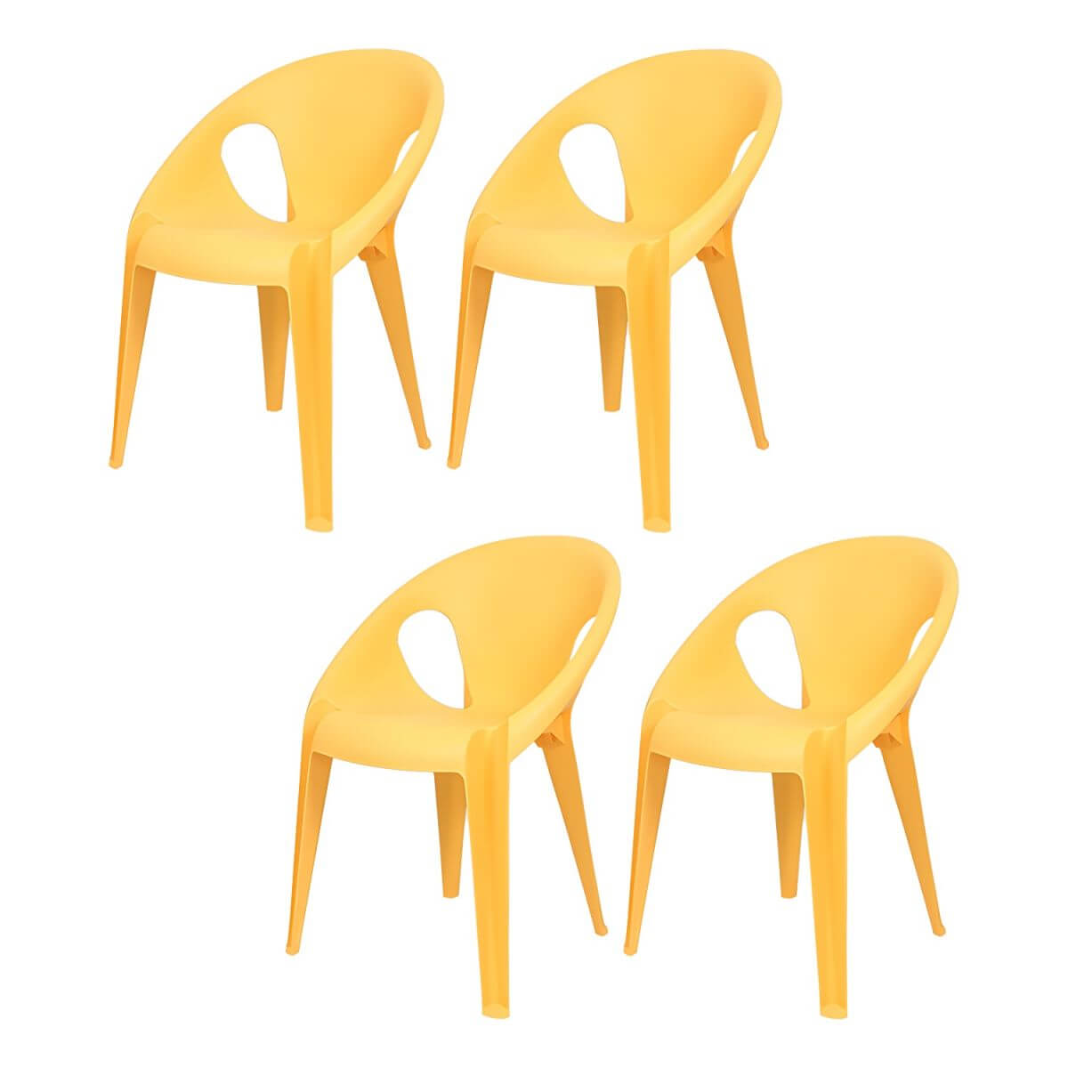 Stackable modern arm chair with open back made of plastic and acrylic for dining
