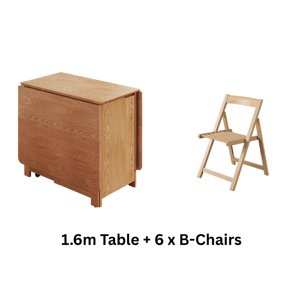 Solid wood folding dining set with chairs, versatile and space-saving furniture for dining rooms