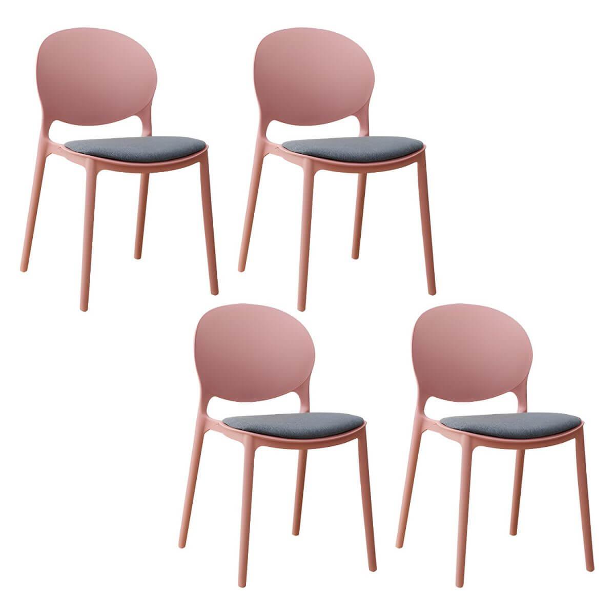 Scandinavian plastic dining chair with open back and four legs, ideal for home use