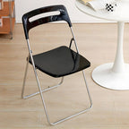 Modern collapsible open back side chair made of plastic and acrylic, ideal for kitchen and dining areas
