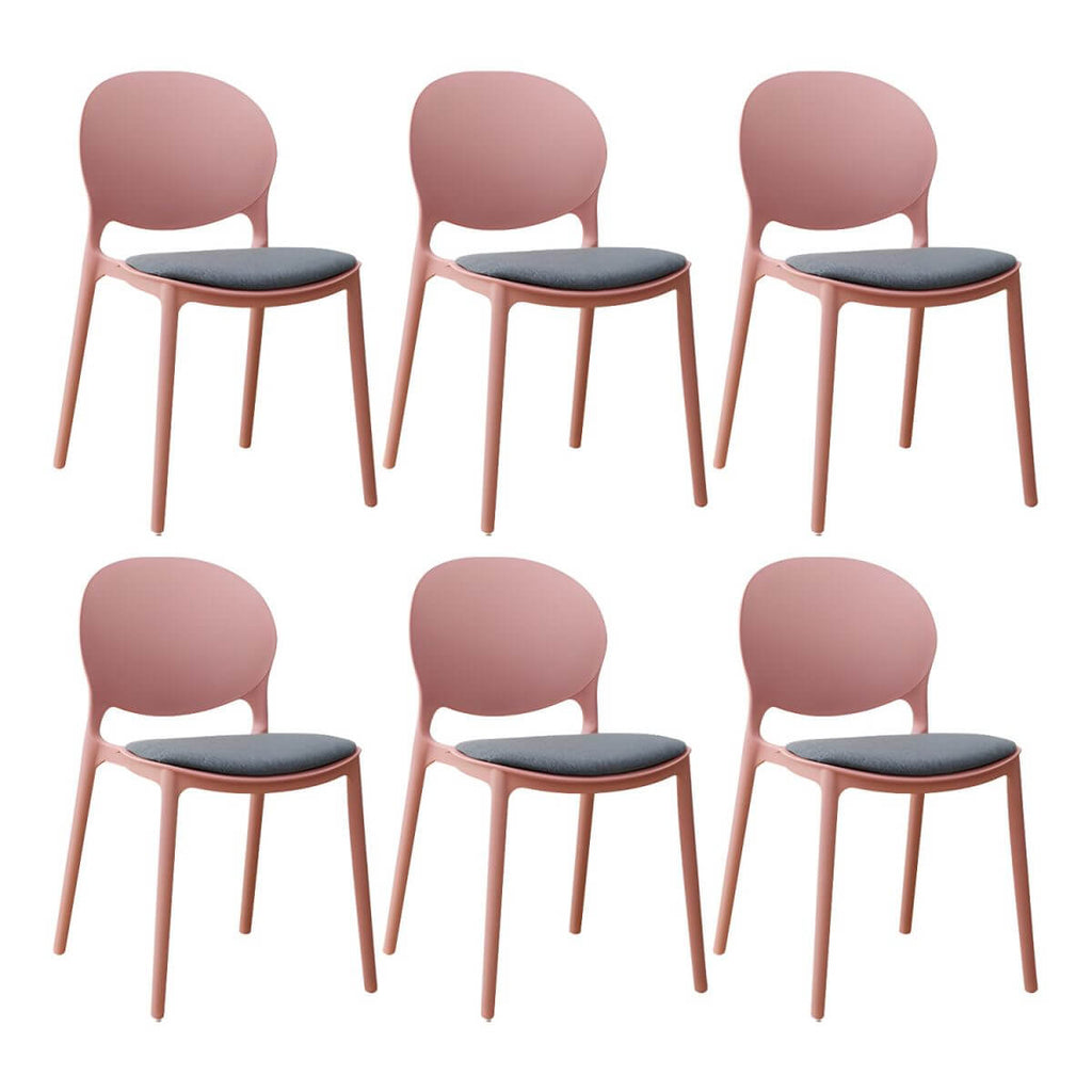 Scandinavian plastic dining chair with open back and four legs, ideal for home use