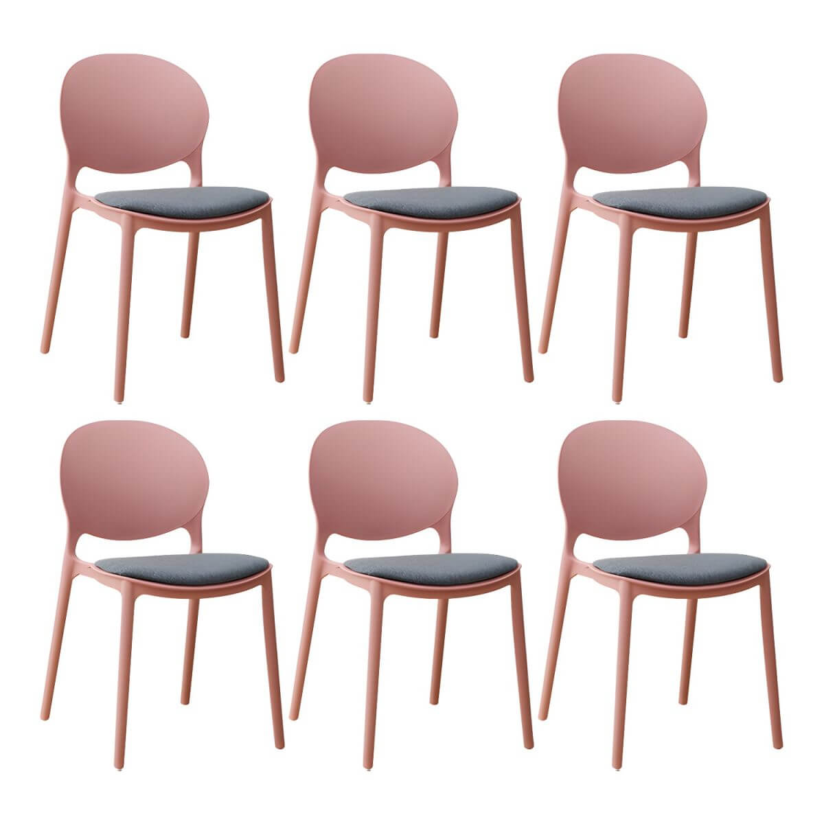 Scandinavian plastic dining chair with open back and four legs, ideal for home use