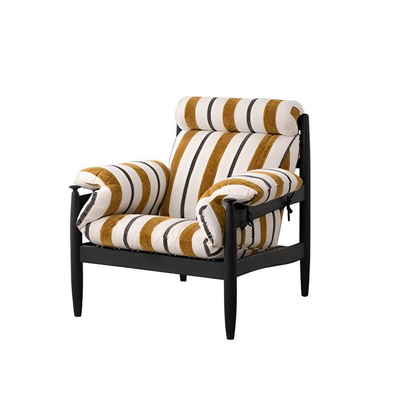 Accent arm chair with fixed back and armrest, available in solid color, striped, and floral patterns