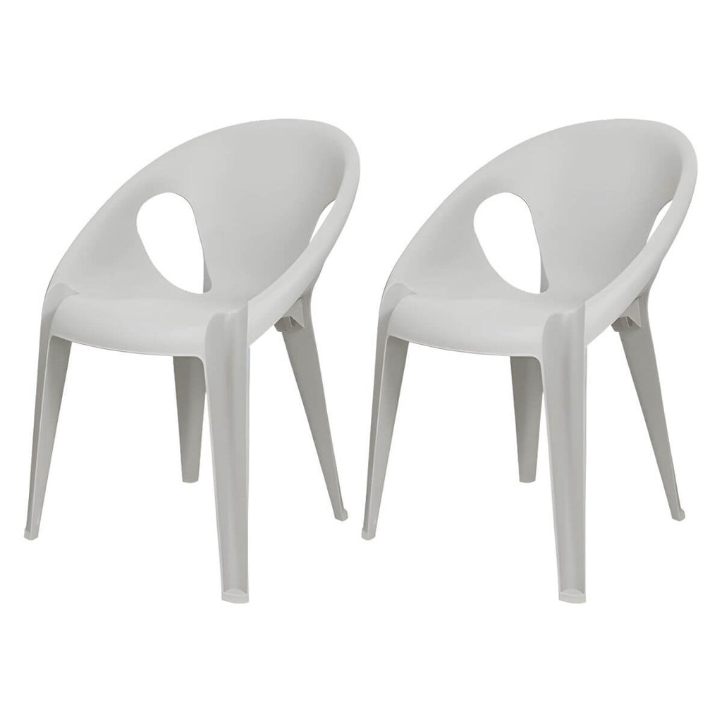 Stackable modern arm chair with open back made of plastic and acrylic for dining