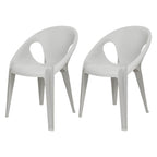 Stackable modern arm chair with open back made of plastic and acrylic for dining