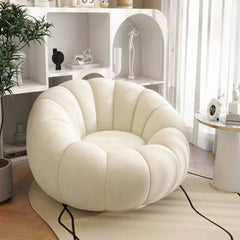Small Swivel White Papasan Chair: Light Wood Frame, No Casters, Non-Stackable, Sloped Arms Accent Chairs