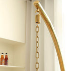 Silver and Aurous stainless alloy porch swing with stand, cushions, and chain for outdoor comfort