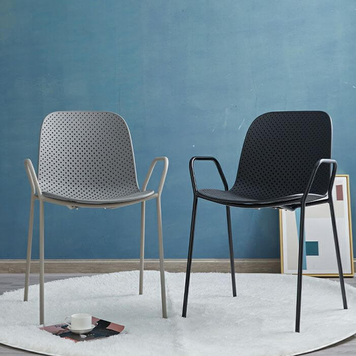 Scandinavian stackable kitchen chair with plastic and acrylic seat and metal legs