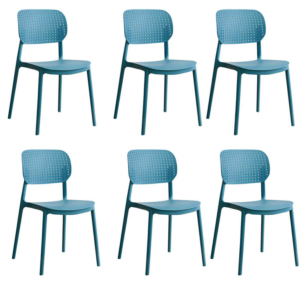 Stackable Scandinavian style plastic and acrylic side chair with low back for dining