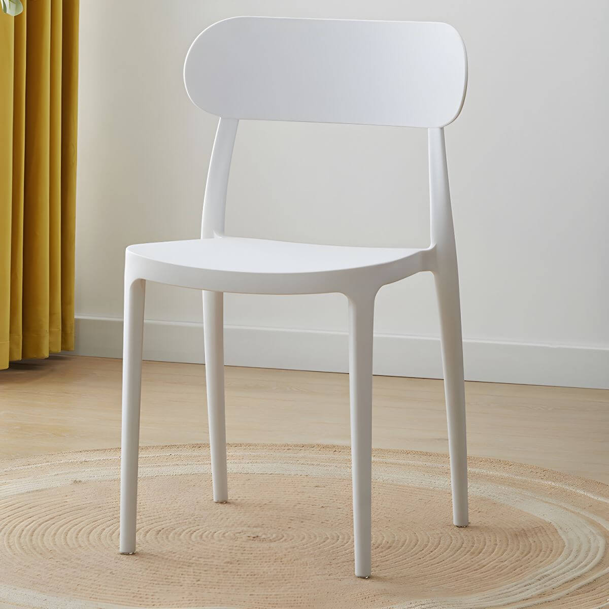 Modern Scandinavian dining chair made of plastic and acrylic, perfect for kitchen and dining areas
