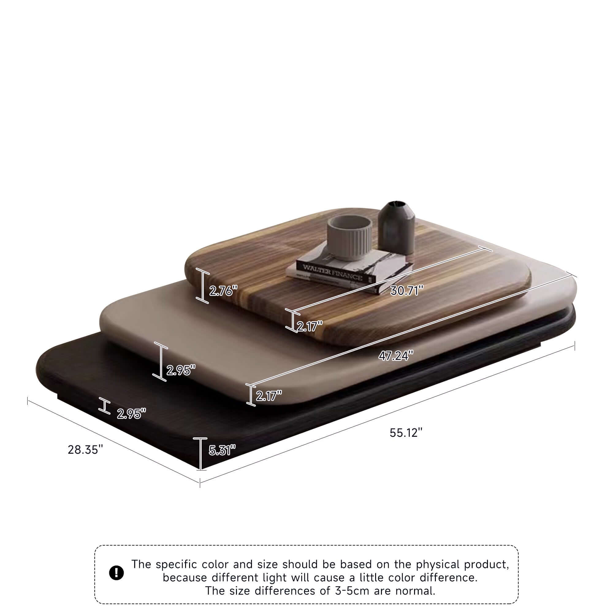 Rotating coffee table with modern minimalist design, perfect for creative living spaces