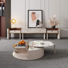 Round Coffee Table Combination Beige
