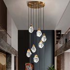 7-Tier Asymmetrical Crystal Chandelier in Gold with LED Lighting