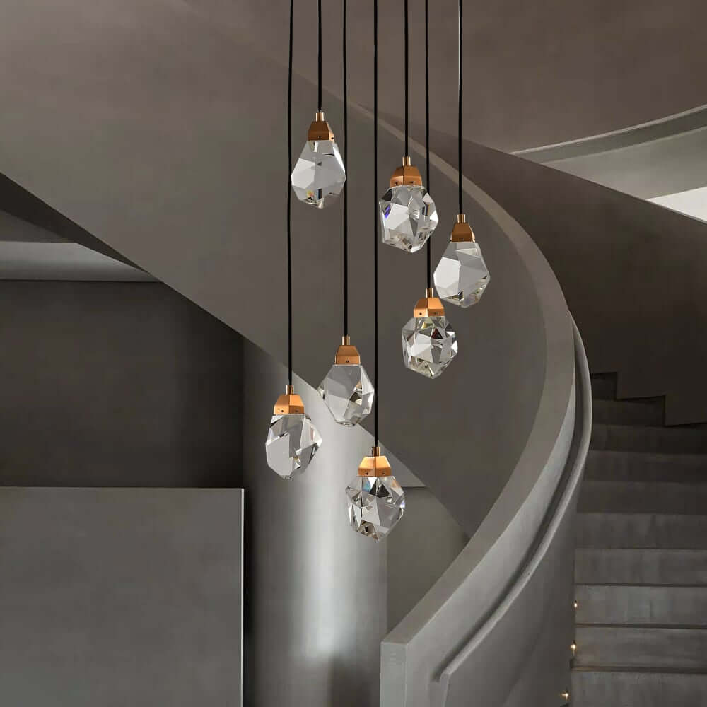 7-Tier Asymmetrical Crystal Chandelier in Gold with LED Lighting